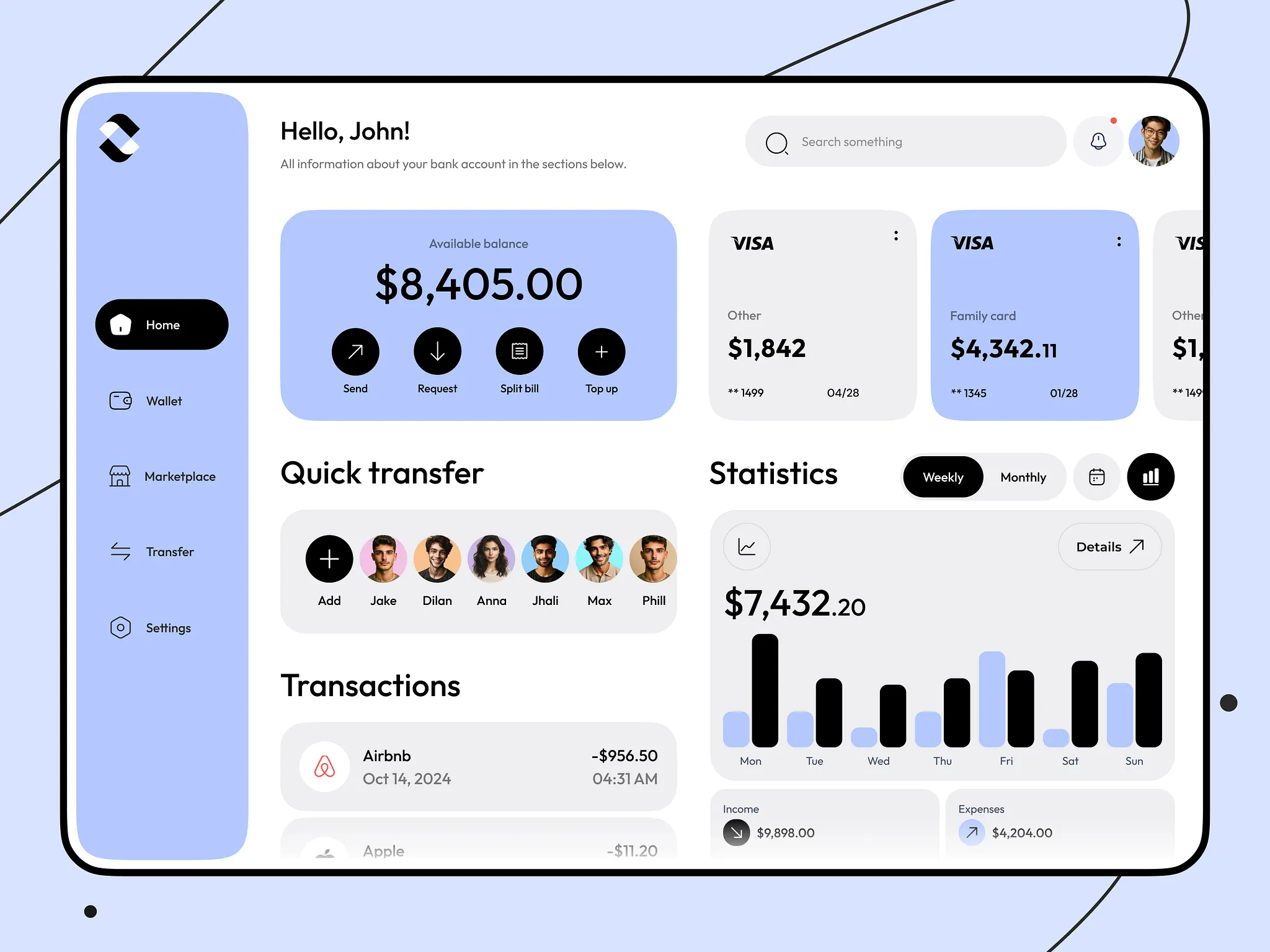 Finance automation interface with tables and reporting widgets